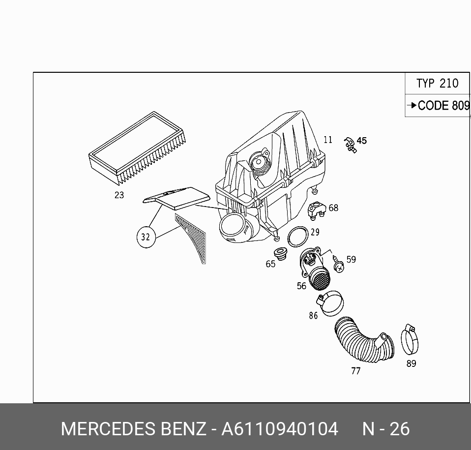 Фильтр воздушный   Mercedes-Benz арт. A6110940104