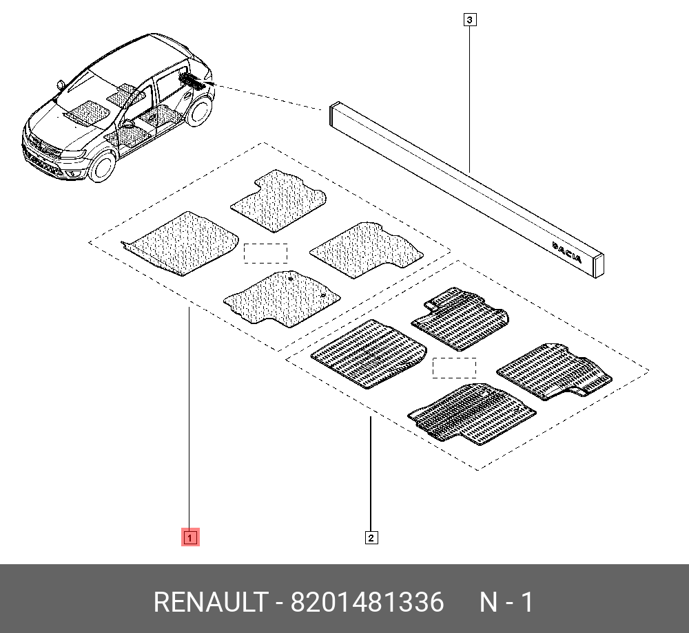 8201481336 К-т ковров салона RENAULT купить, цена в Екатеринбурге