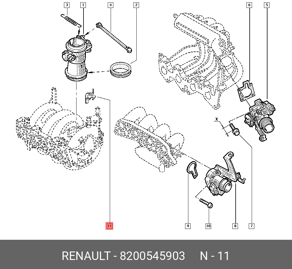 Кронштейн крепления дроссельной заслонки (Renault) 8200545903