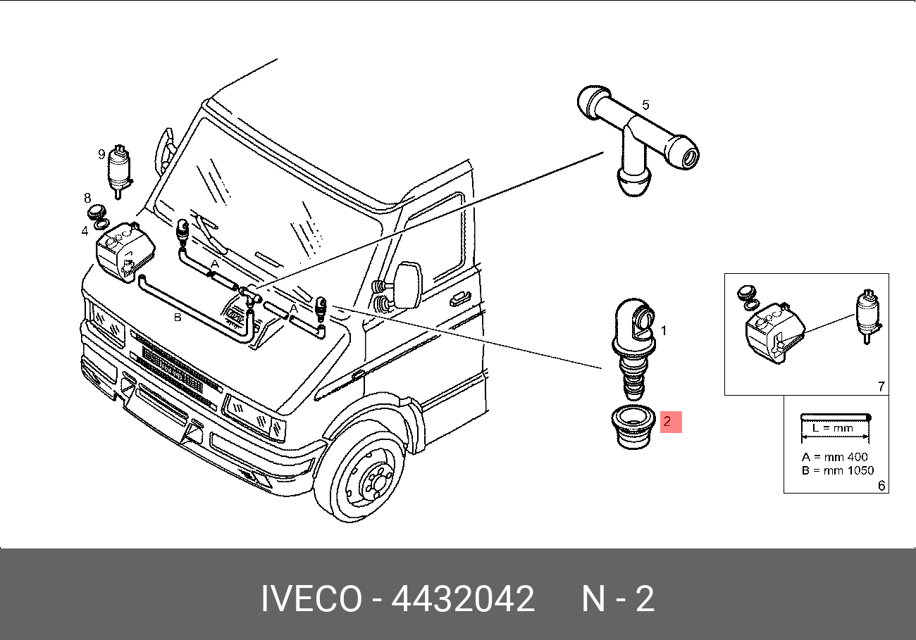 4432042 4432042* Втулка форсунки омывателя лобового стекла IVECO IVECO  купить, цена в Челябинске