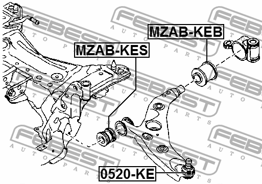 Сайлентблок переднего нижнего рычага MZABKEB