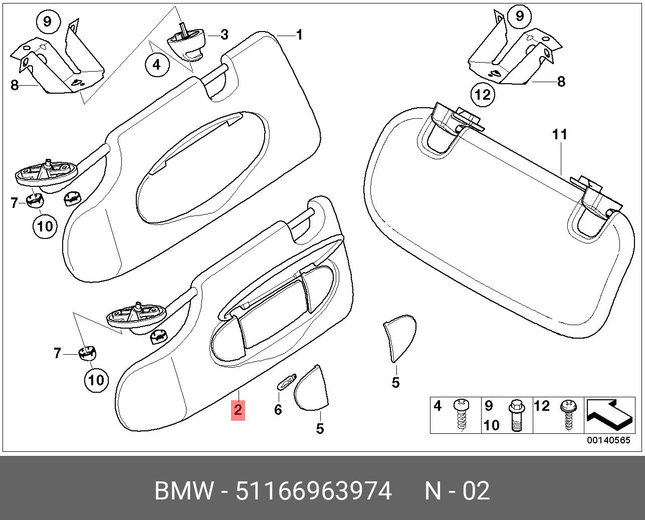 51166963974 BMW солнцезащ.козырек/зеркало с подсветкой П, PANTHER BLACK -  купить, цена в Санкт-Петербурге