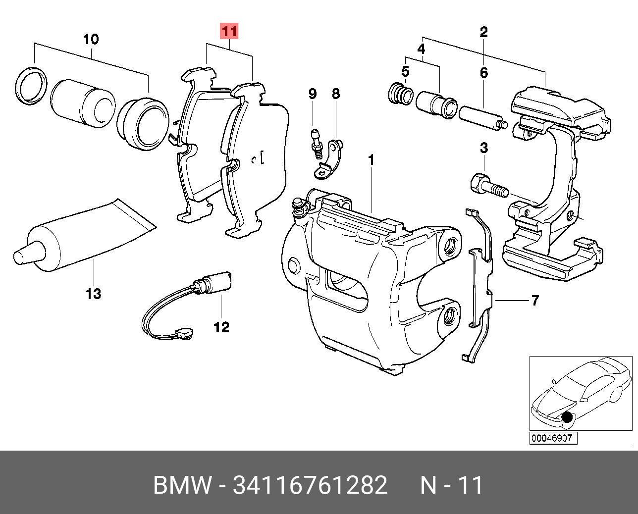 Колодки тормозные, комплект, передние   BMW арт. 34116761282