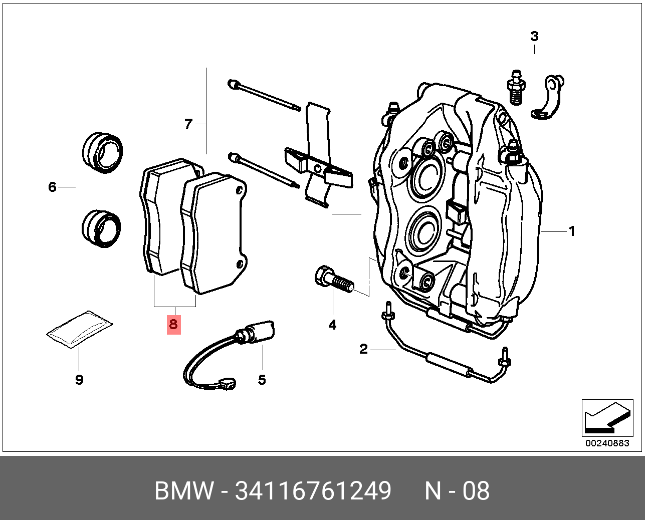 Колодки тормозные, комплект, передние   BMW арт. 34116761249