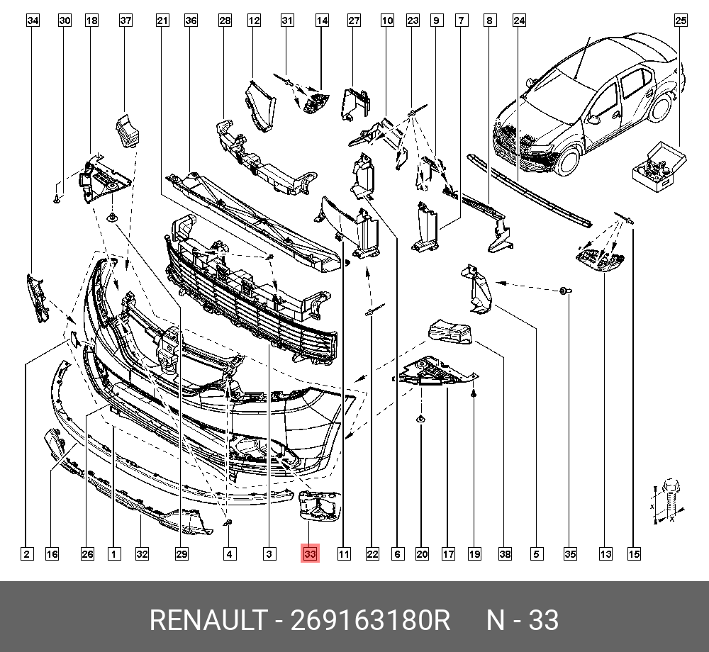  Кронштейн противотуманной фары левый (Renault) 269163180r