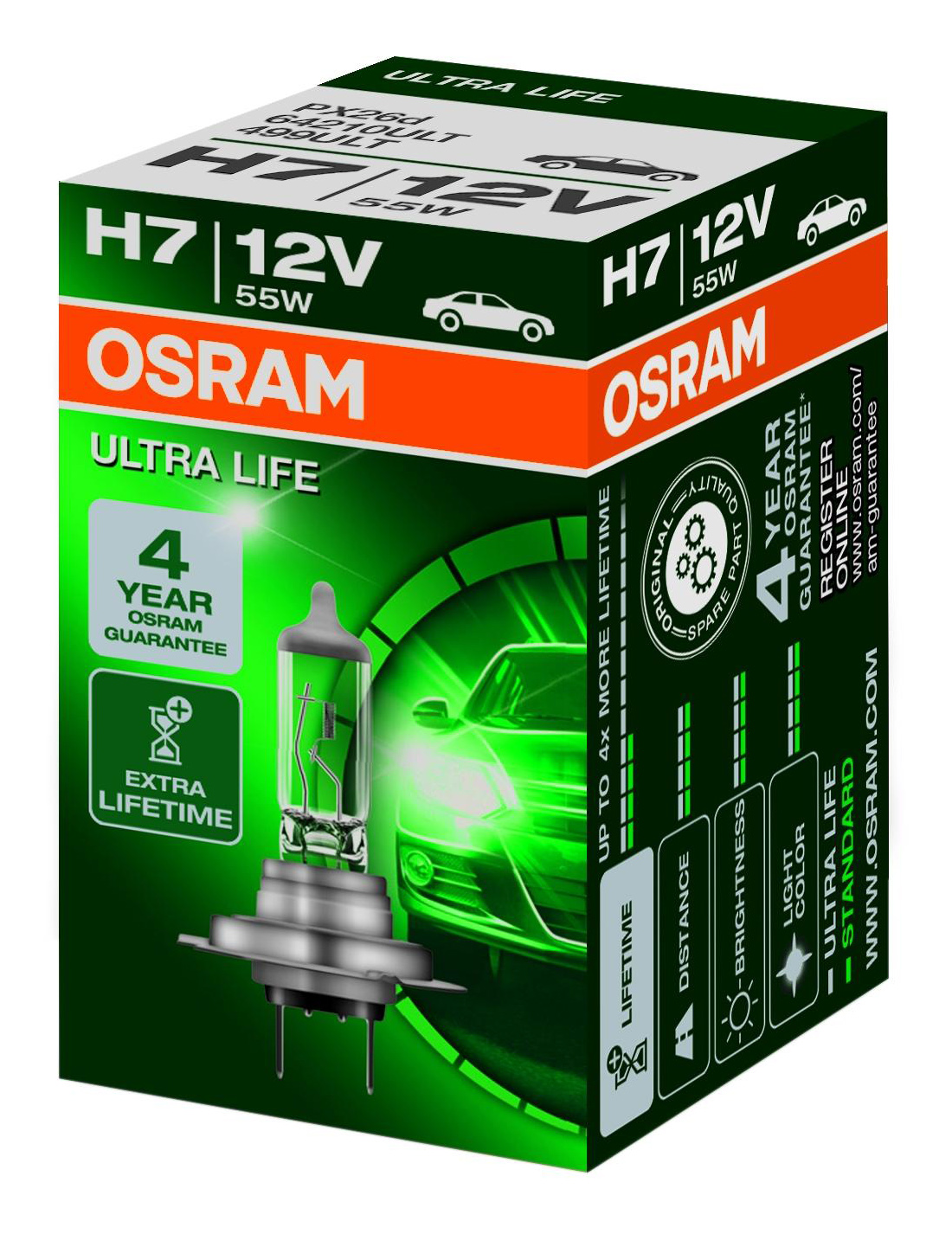 Лампа H7 12V (55W) ULTRA LIFE 