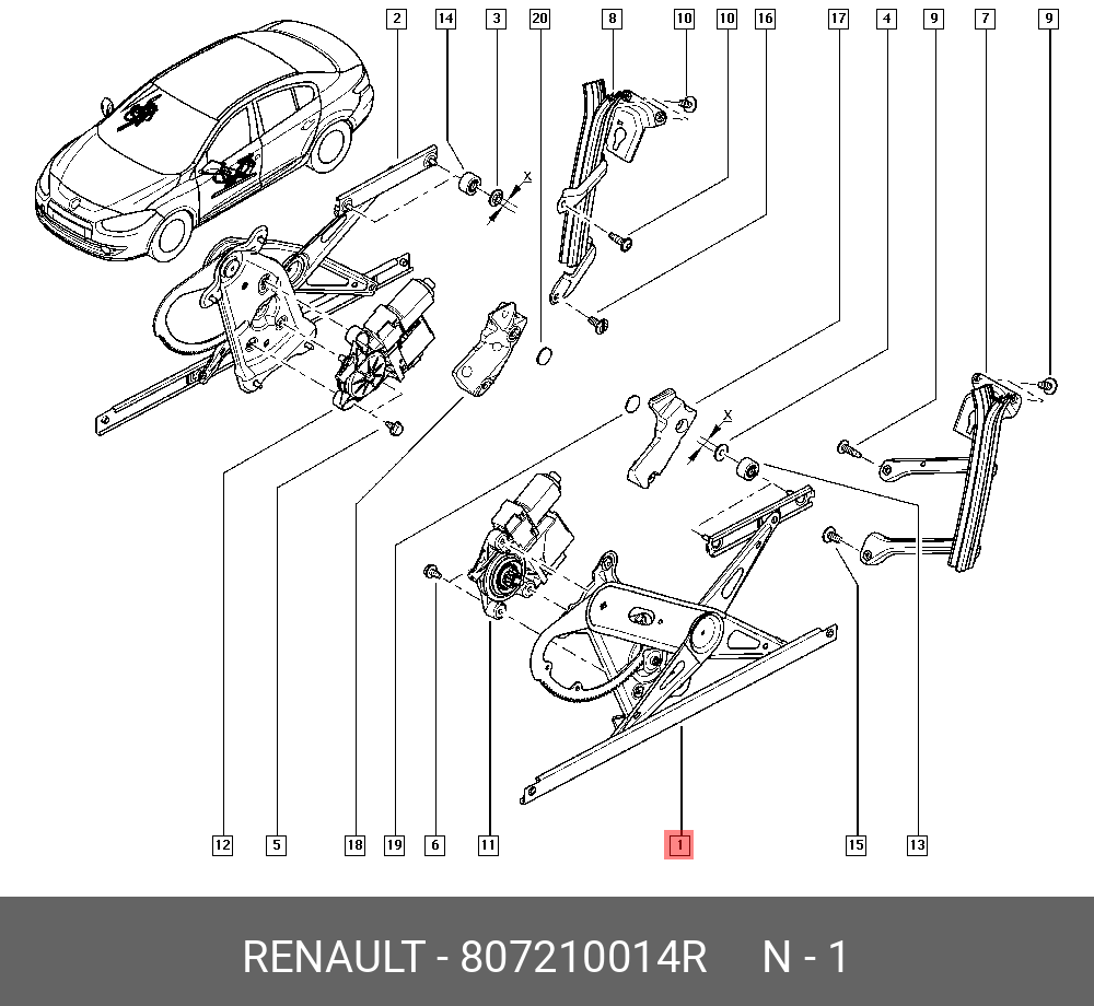 Механизм стеклоподъемника рено флюенс передний правый
