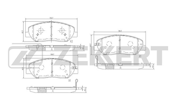 Колодки тормозные передние (156.7*60.7 см. VIN) Hyundai Santa Fe I-III 05-, Kia Sorento III 09-, SsangYong Actyon II 12-