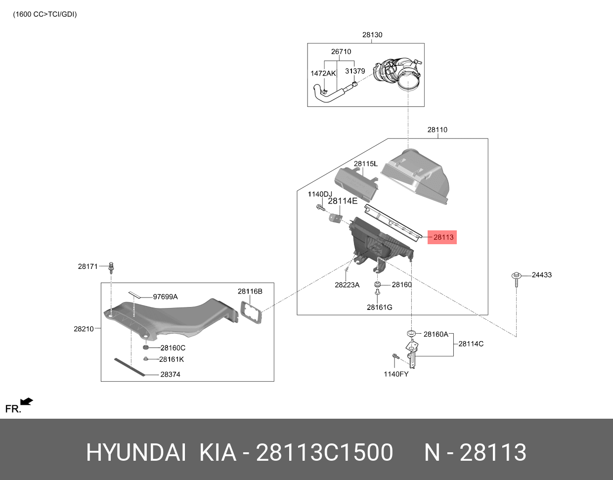 Фильтр воздушный   HYUNDAI/KIA арт. 28113C1500