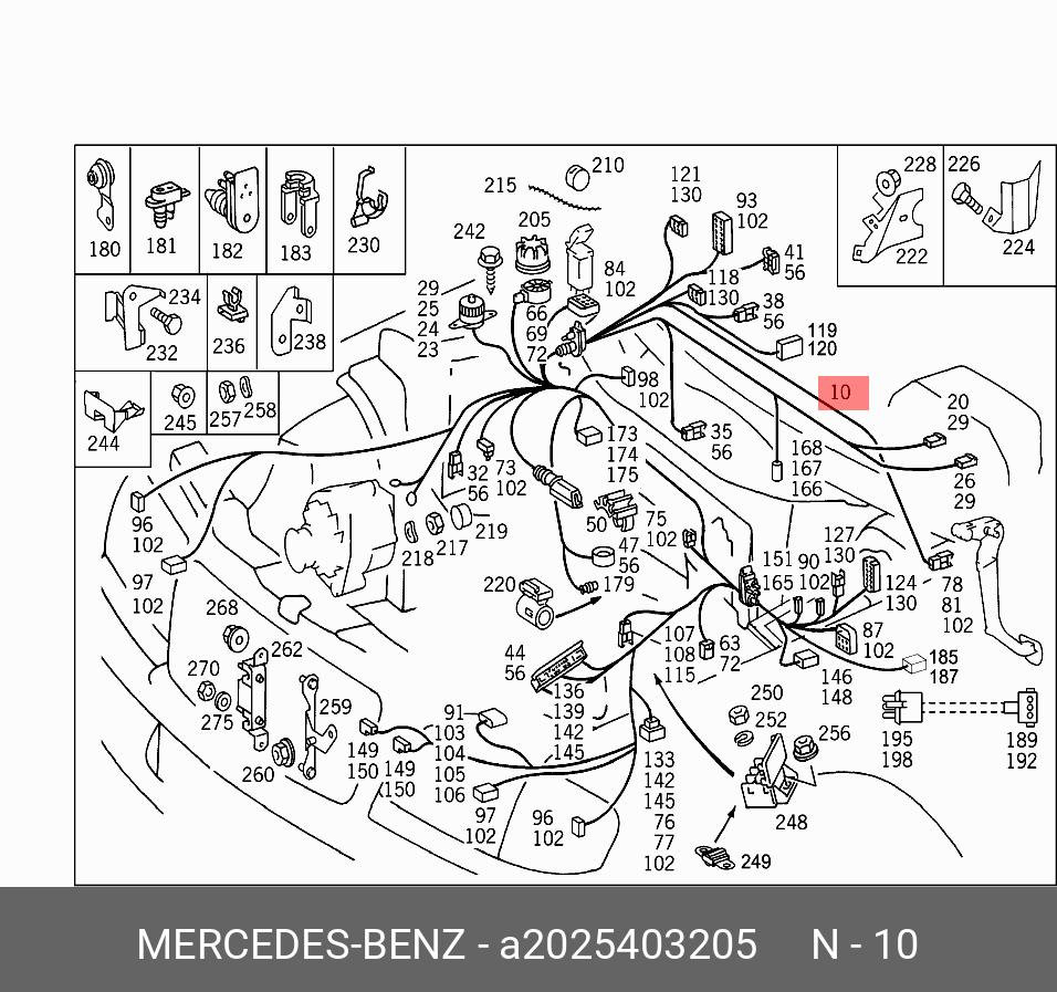 A 202 540 32 05 MERCEDES BENZ электрический провод (ЖГУТ ЭЛ.ПРОВОДКИ  ДВИГАТЕЛЯ НА КУЗОВЕ) - Купить в интернет-магазине e-tape.ru