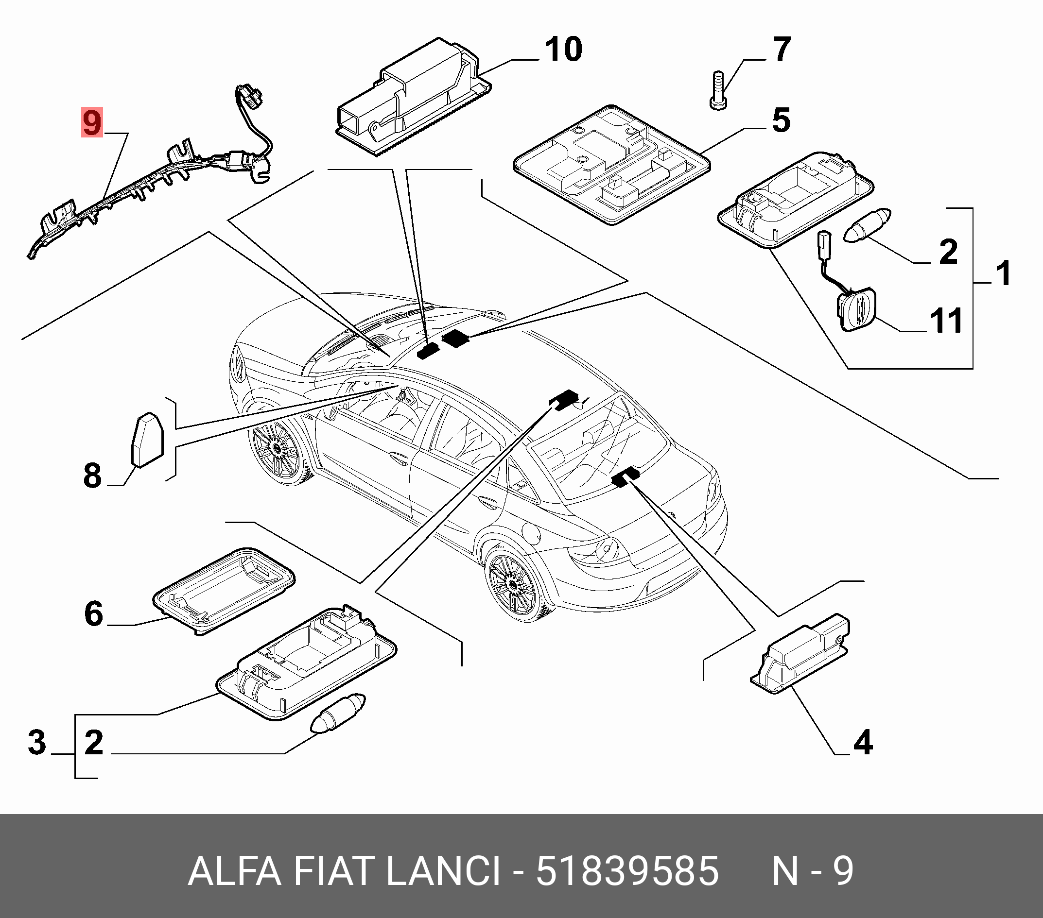 51839585 Проводка управ. свет, желтый FIAT купить, цена в Челябинске