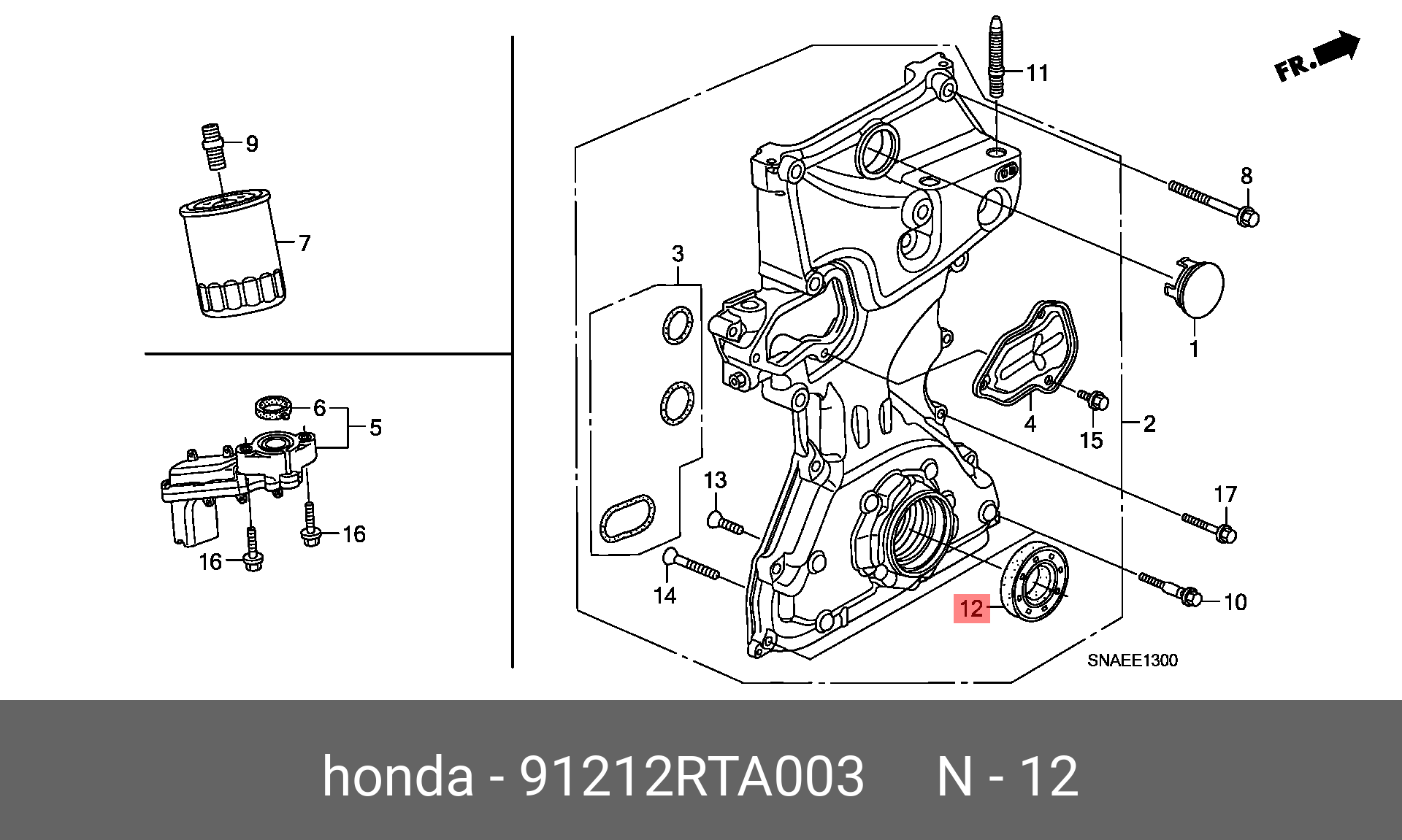 Сальник коленвала передний Honda K24A, J30A4 