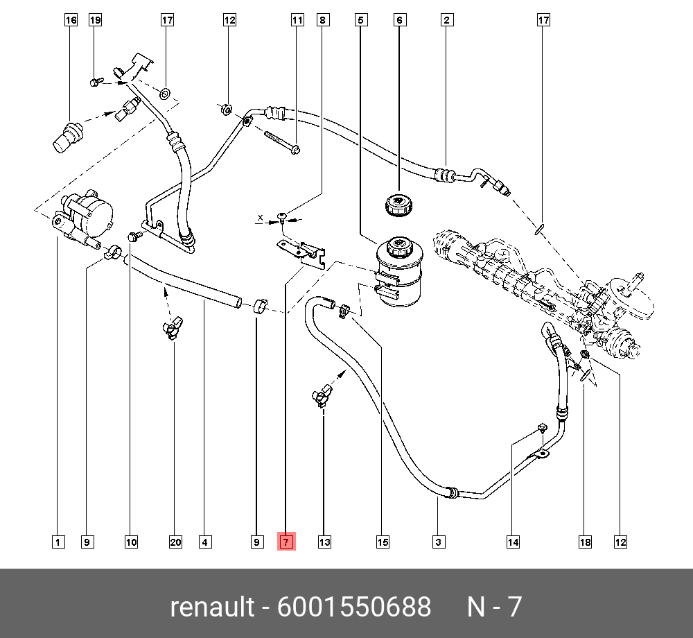  Кронштейн бачка гидроусилителя (Renault) 6001550688