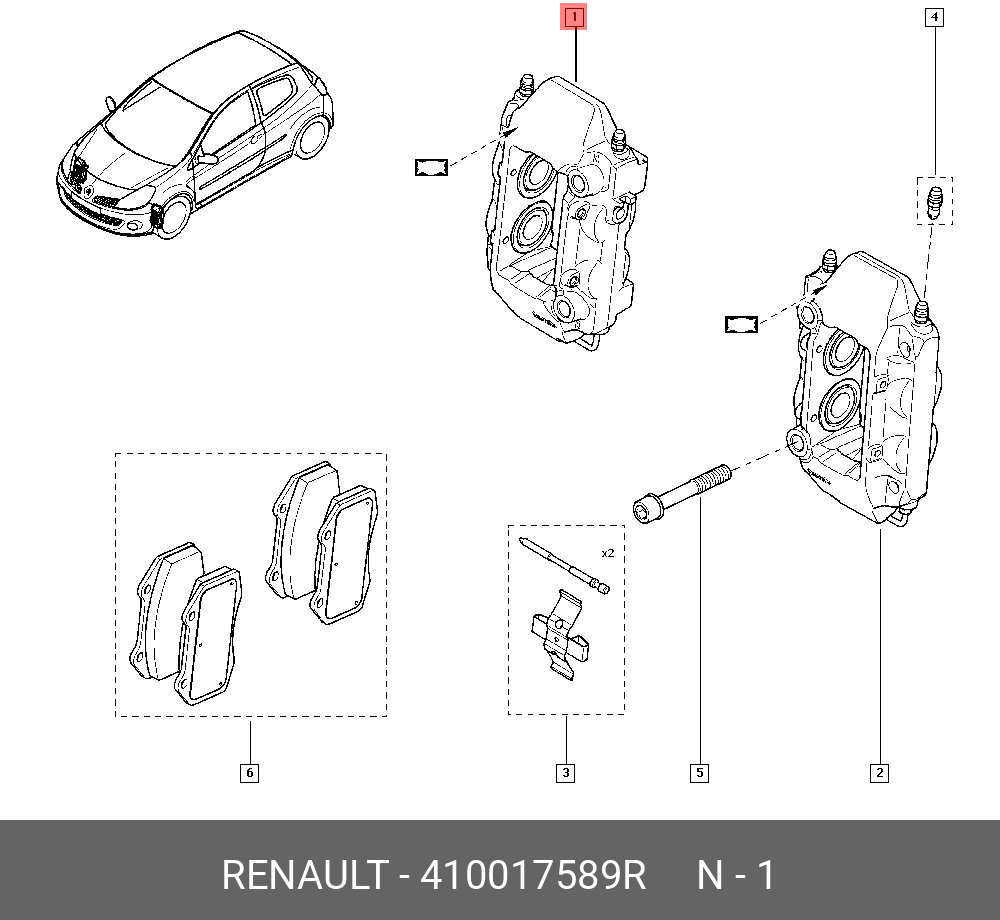 410017589R RENAULT СУППОРТ ТОРМОЗНОЙ - купить, цена в Санкт-Петербурге