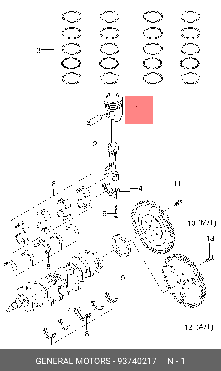  Поршни двигателя 0,25 (Chevrolet\Daewoo) 93740217