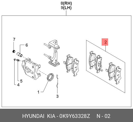 Колодки тормозные, комплект, передние   HYUNDAI/KIA арт. 0K9Y63328Z