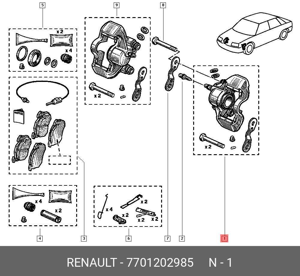 7701202985 RENAULT Тормозной суппорт | Купить запчасть