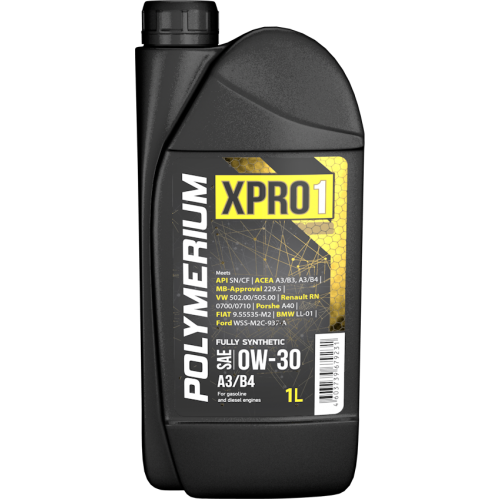 масло моторное "POLYMERIUM XPRO1 0W-30 API SN/CF, ACEA A3/B4, VW 502.00/505.00", 4 л.