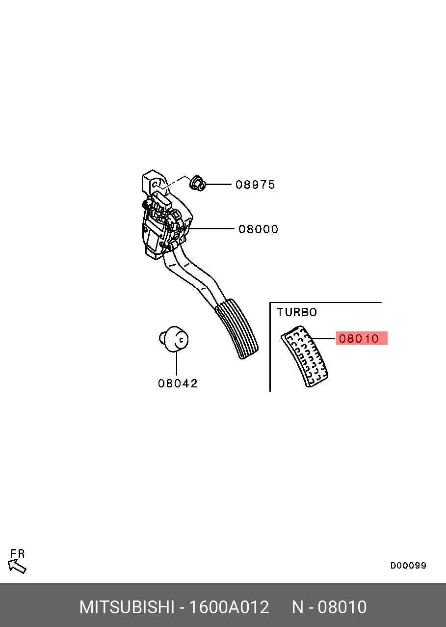 1600A012 MITSUBISHI PAD,ACCEL PEDAL - купить, цена в Санкт-Петербурге