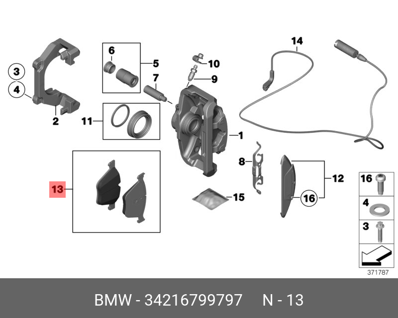 Колодки тормозные, комплект, задние   BMW арт. 34216799797