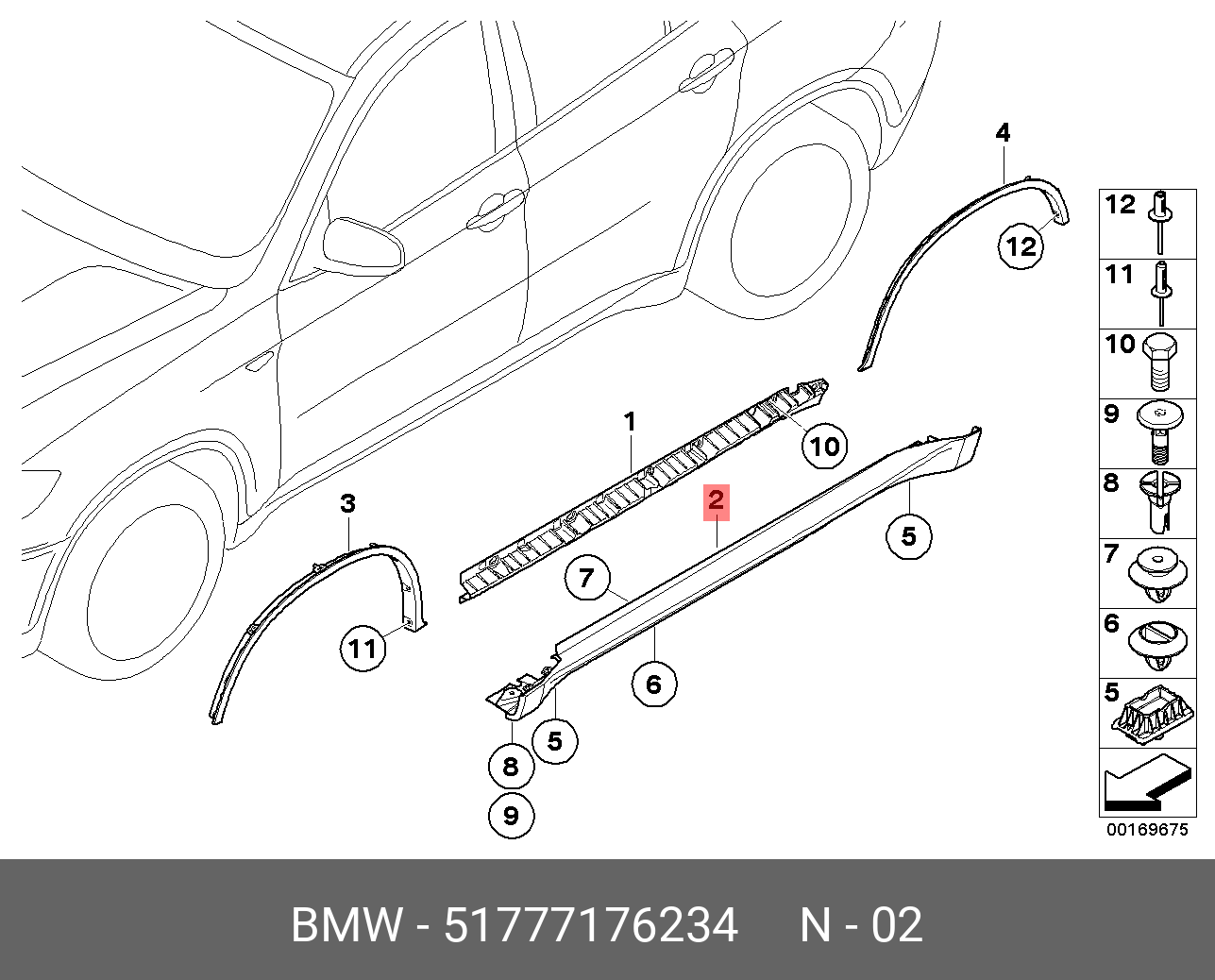 Накладка порога правая структура (порог наружний не под накладку) BMW X6 X6 (E71)