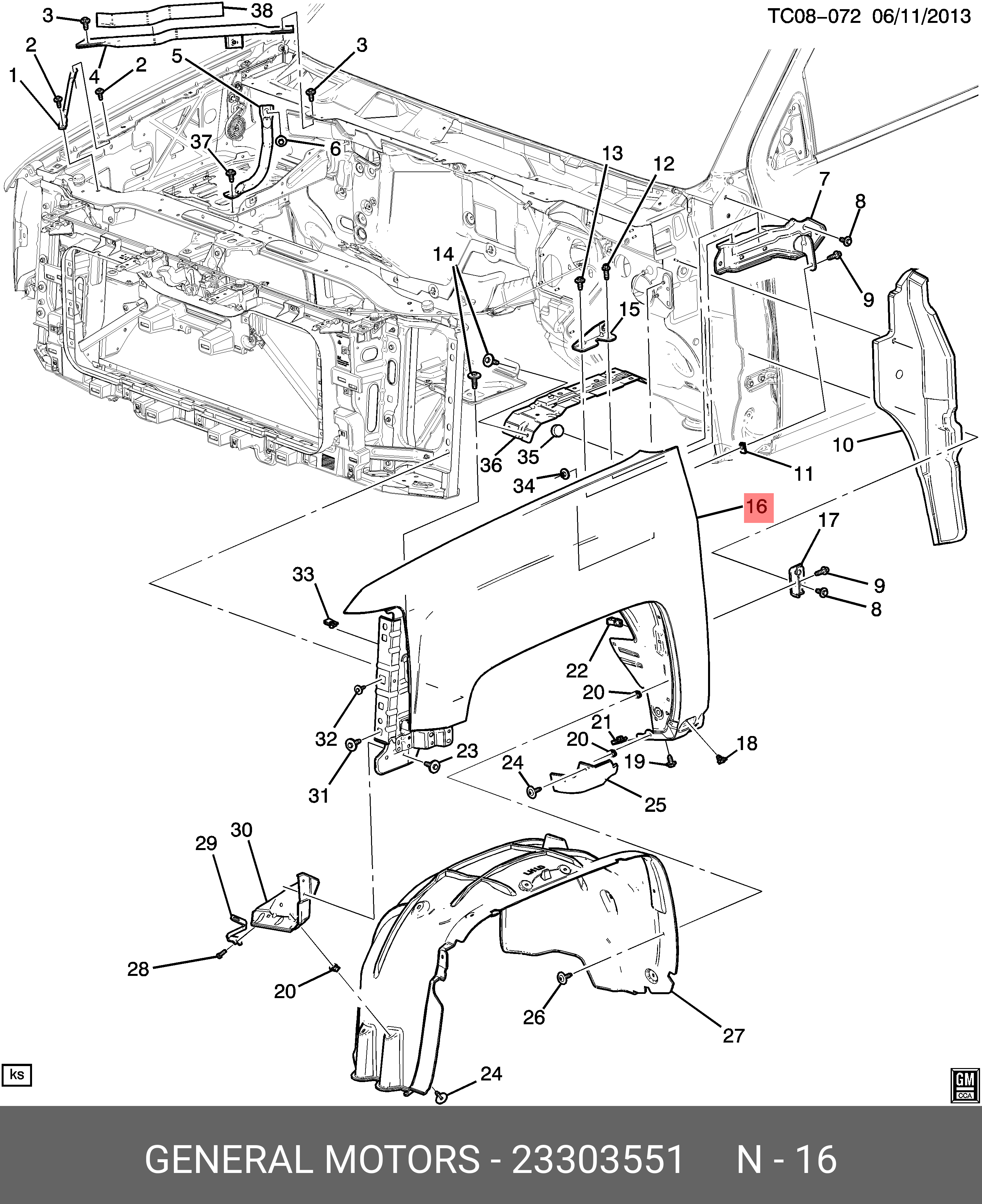 Chevrolet SILVERADO 14-18 FENDER LH - 23303551 | Spare Parts Shop