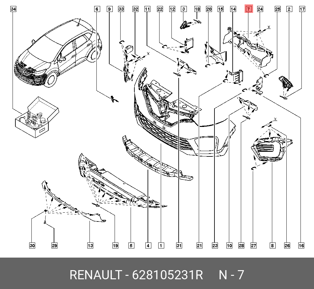 Рено каптур схема бампера