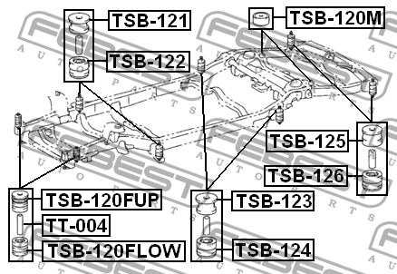 подушка рамы передняя верхняя TOYOTA Land Cruiser Prado (J120, J150) 02-15, LEXUS GX470 02-09