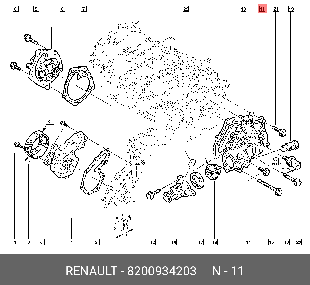 8200934203, Корпус термостата RENAULT K4M | купить в розницу и оптом