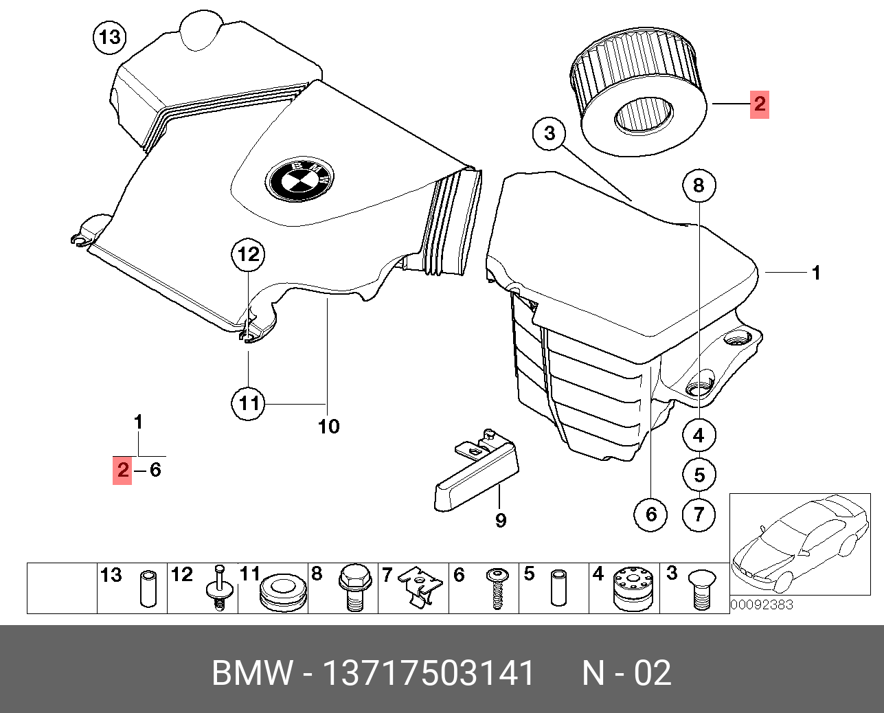 Фильтр воздушный   BMW арт. 13717503141