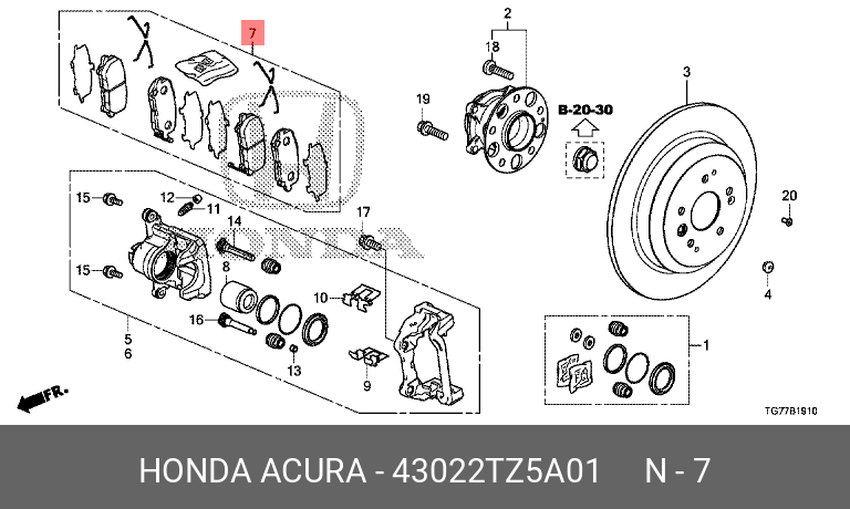 Колодки тормозные, комплект, задние   HONDA арт. 43022-TZ5-A01