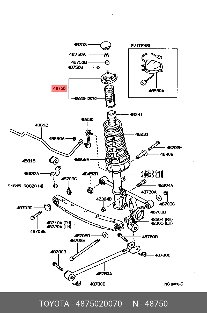 48750-20070 TOYOTA LEXUS Опора амортизатора подвески - купить в Калининграде  | Япония-Авто