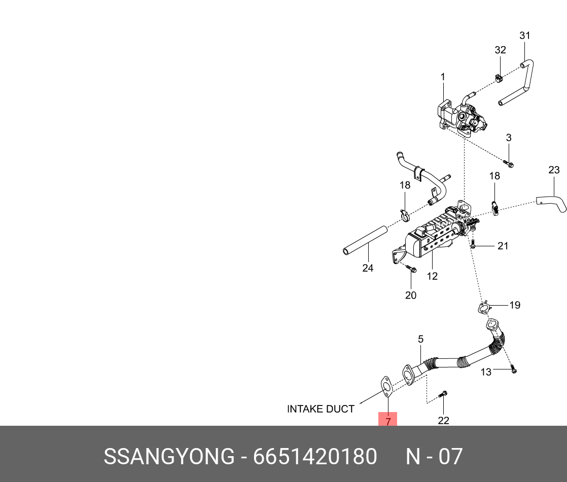 Прокладка трубопровода топливной системы (SsangYong) 6651420180