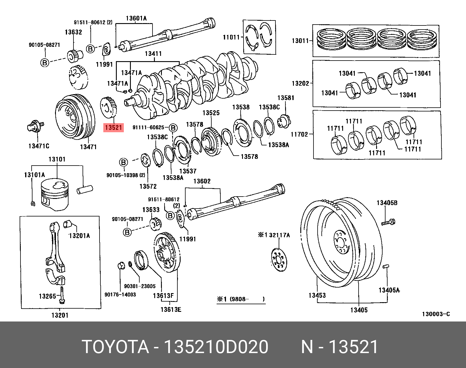 135210D020 (13521-0D020) TOYOTA LEXUS Звездочка кол.вала | Купить запчасть