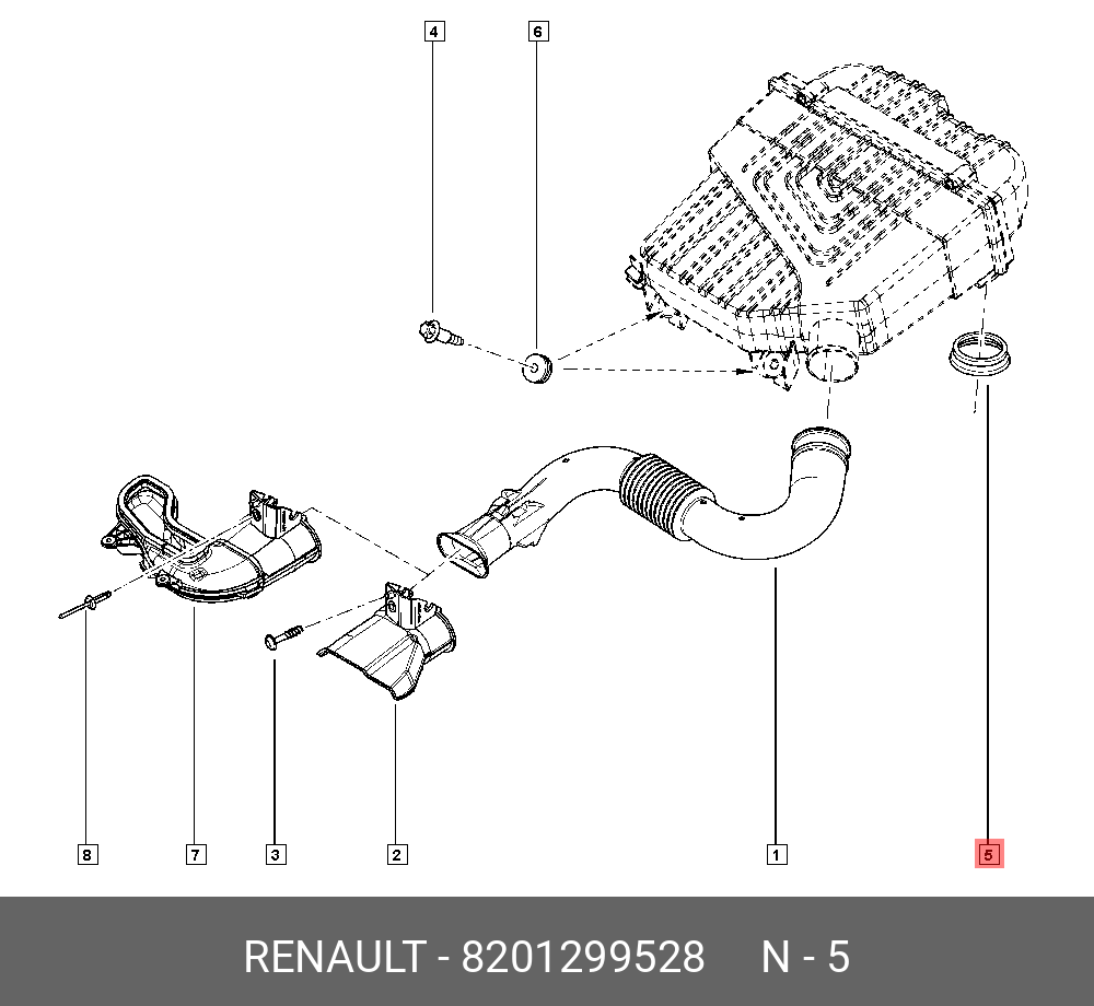 Прокладка корпуса воздушного фильтра (Renault) 8201299528