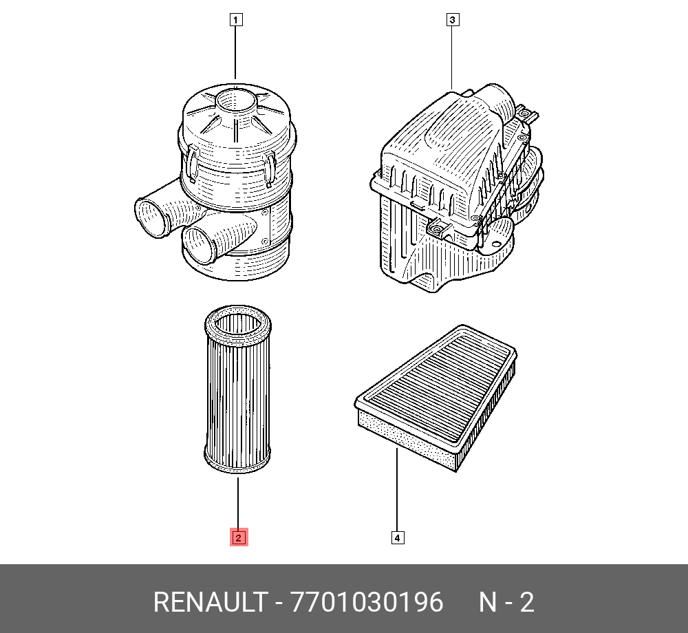 Фильтр воздушный   RENAULT арт. 7701030196