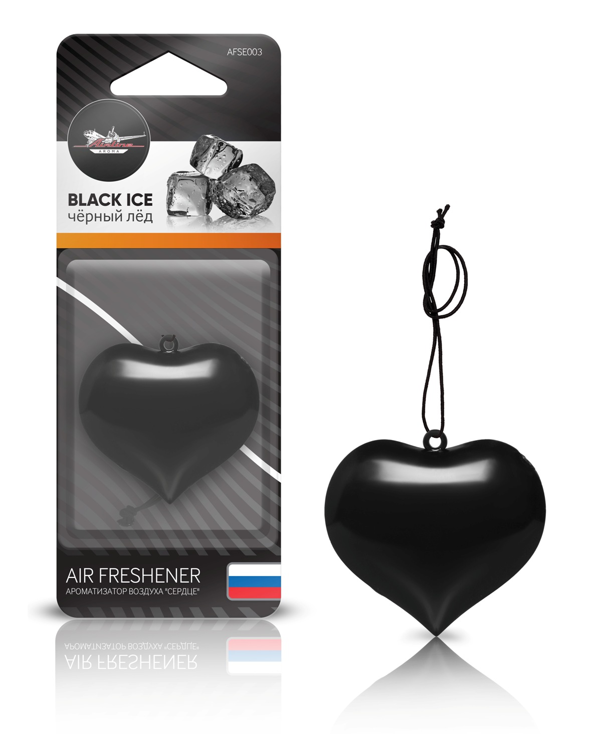 Ароматизатор подвесной пластик "Сердце" черный лед (AFSE003)