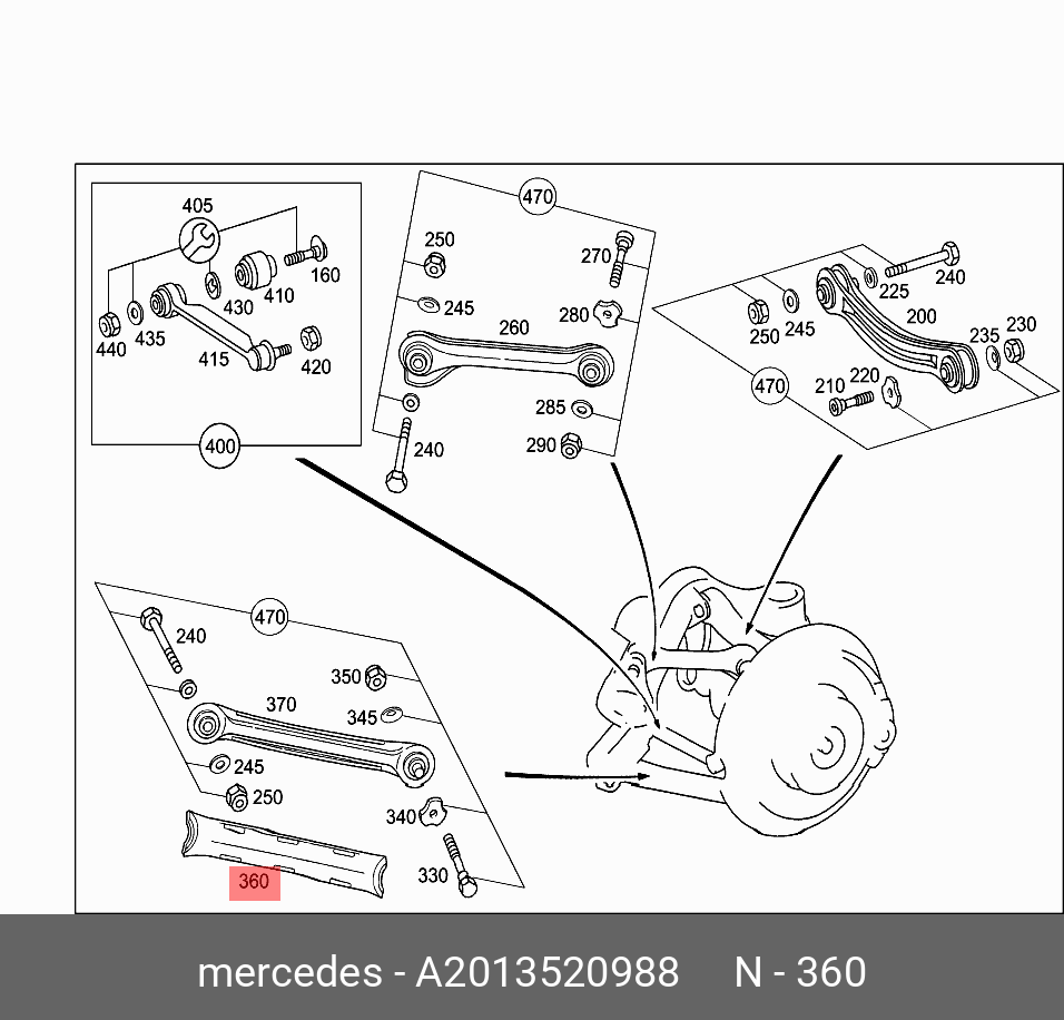 W210 схема передней подвески