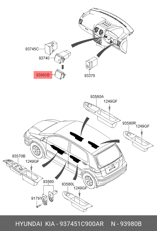 937451C900AR Hyundai/Kia BLANKING-FR FOG LAMP SWITCH - купить, цена в ...