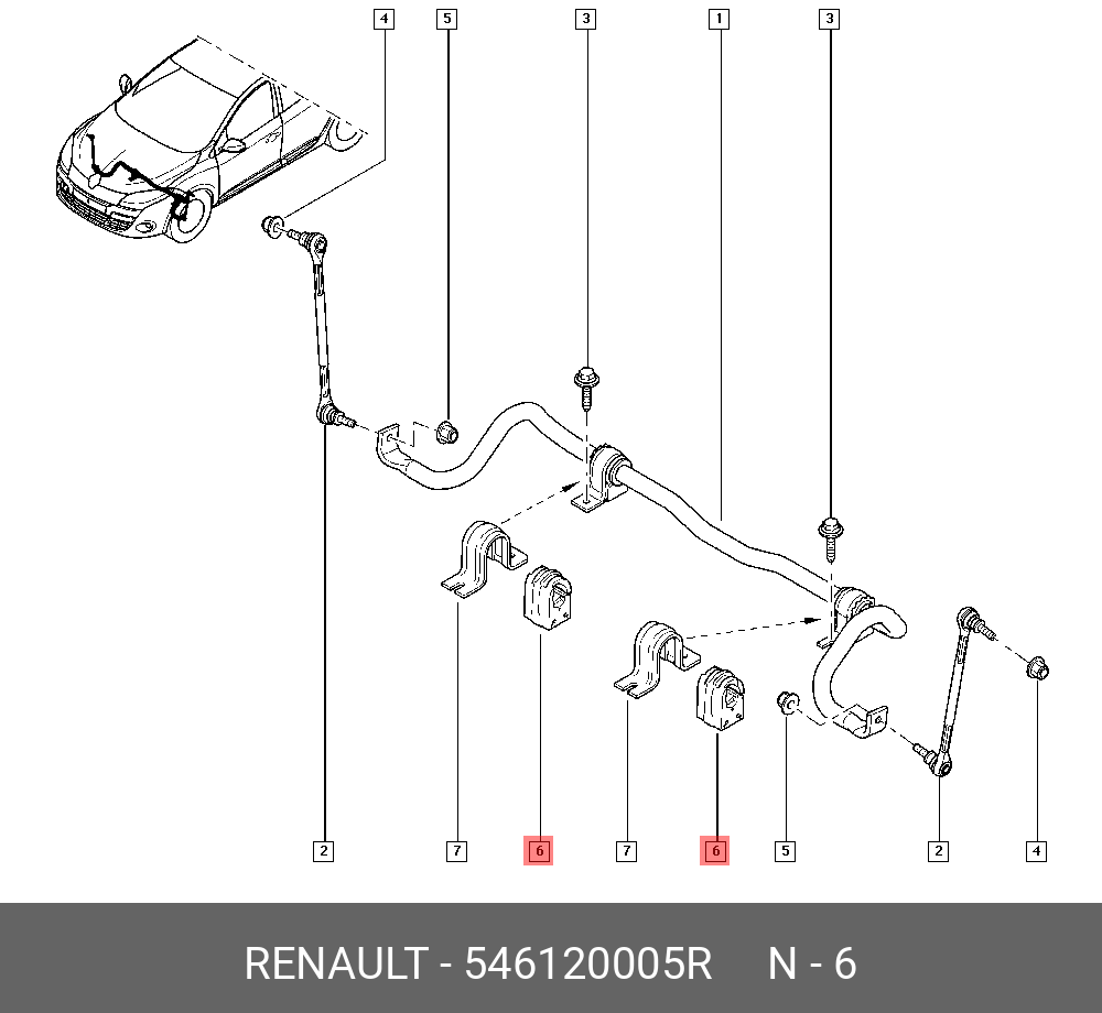  Втулка переднего стабилизатора 20mm. (Renault) 546120005R