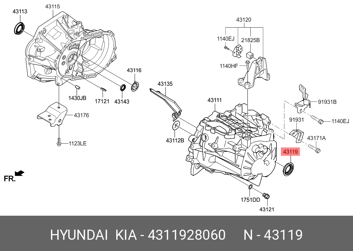 Сальник привода КПП левый (Hyundai,Kia) 4311928060