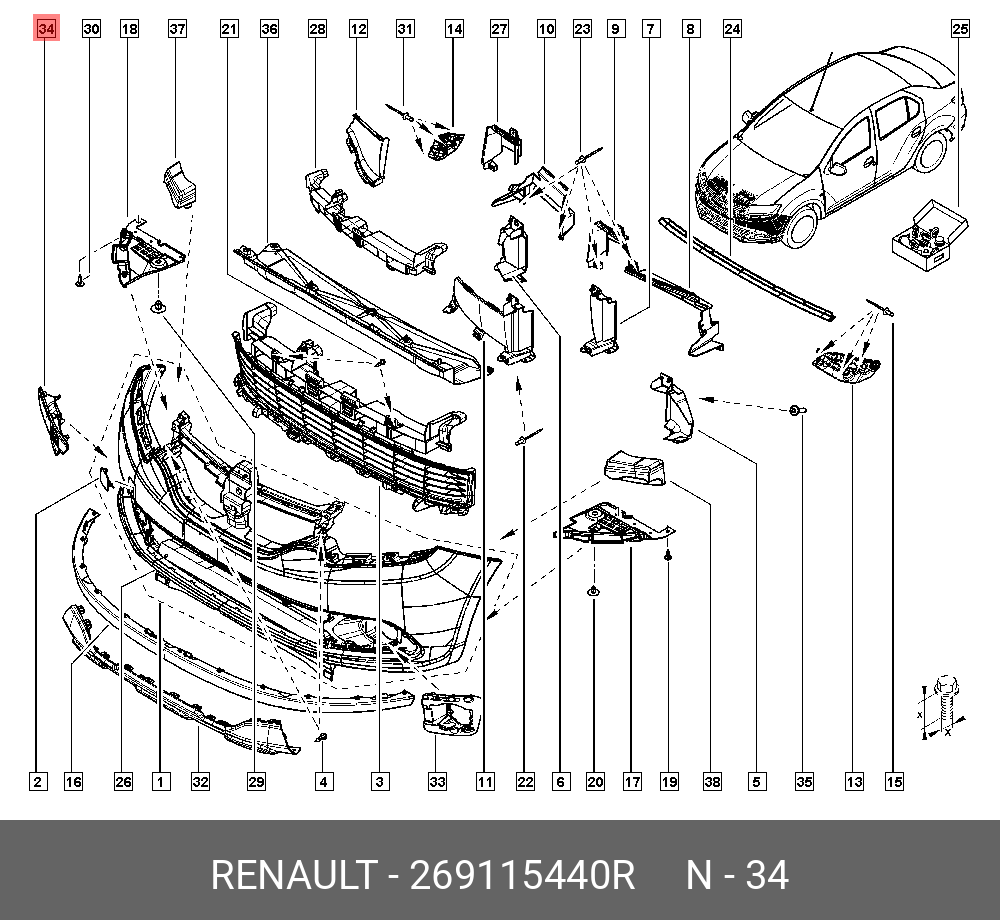  Кронштейн противотуманной фары правый (Renault) 269115440r