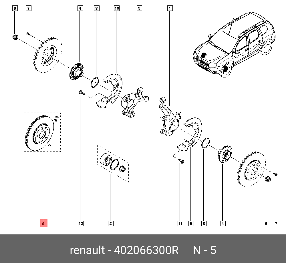 Диски тормозные, комплект, передние   RENAULT арт. 402066300R