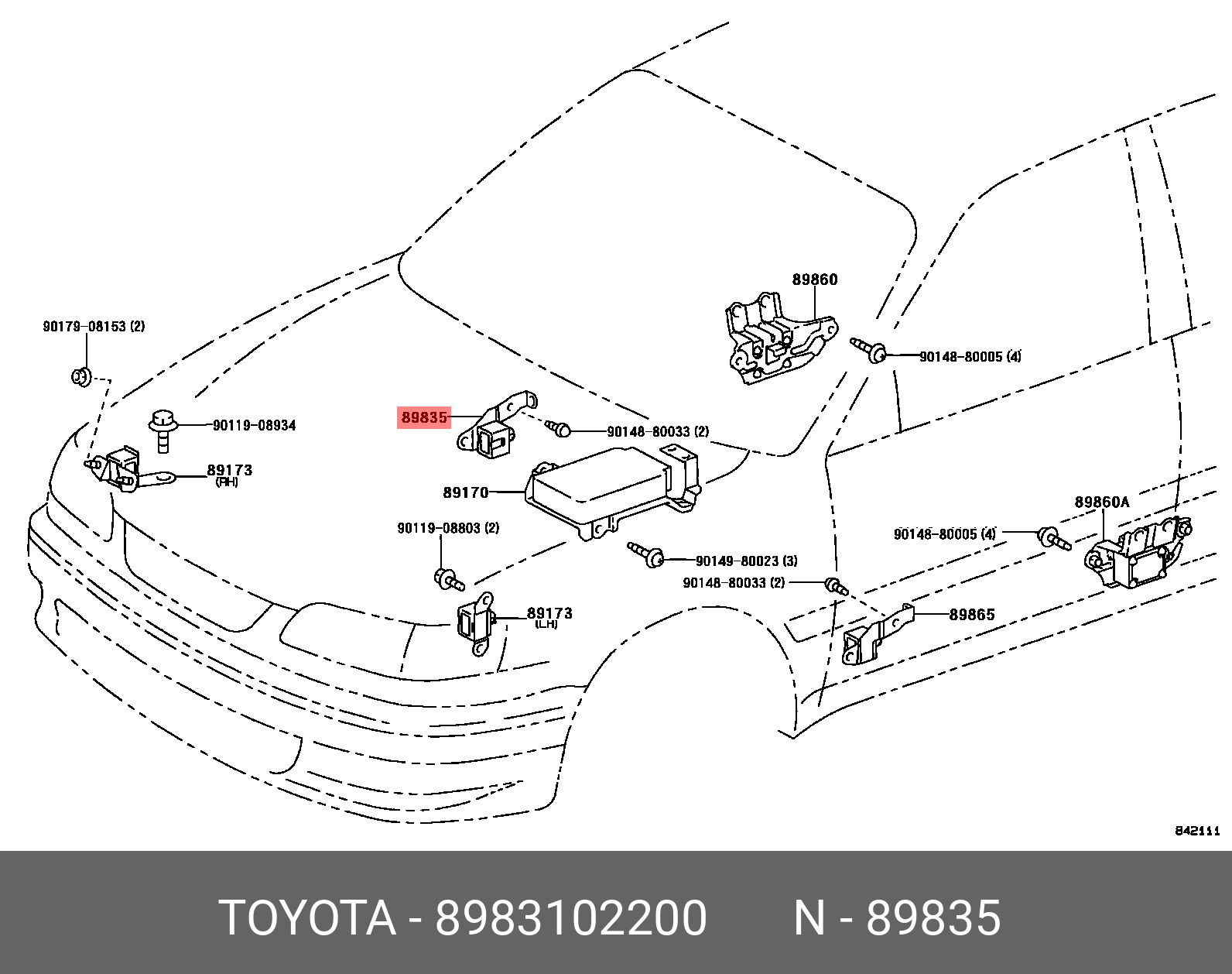 8983102200 (89831-02200) TOYOTA LEXUS Датчик подушки безопасности | Купить  запчасть