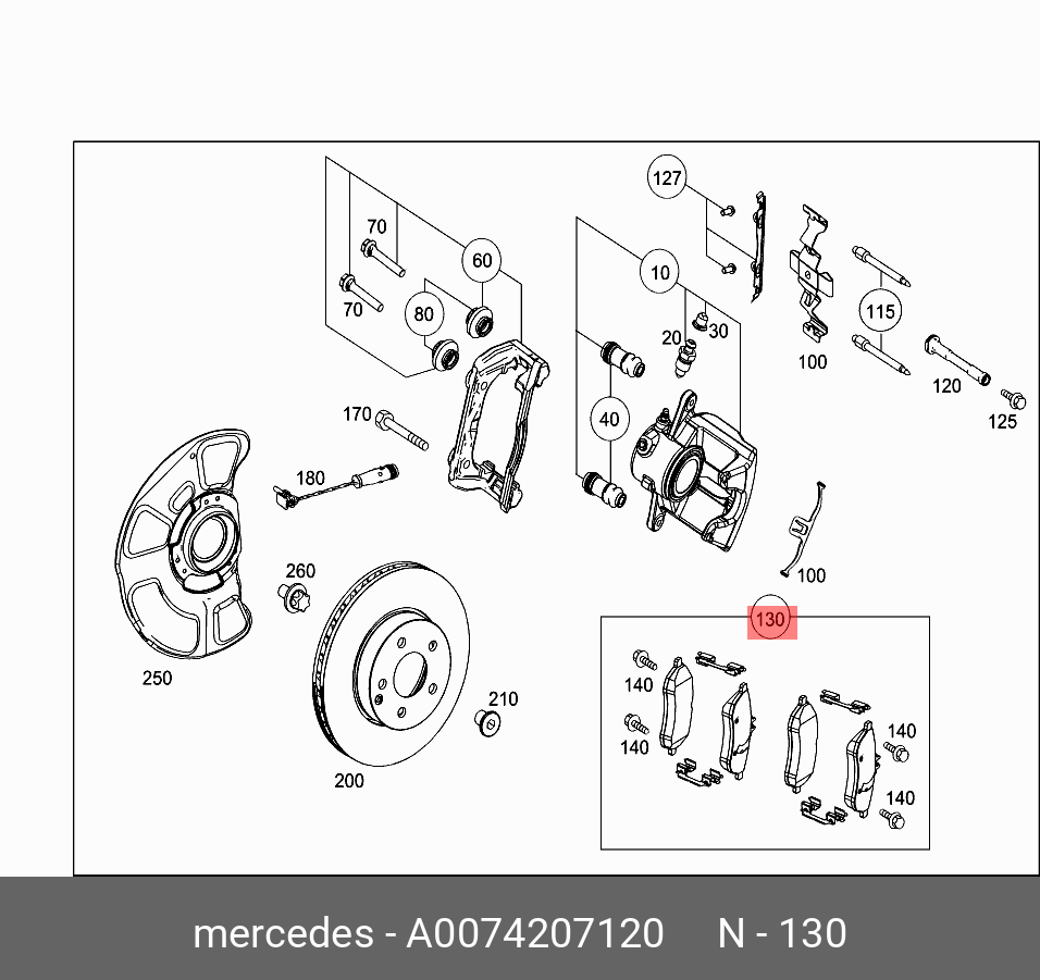 Колодки тормозные, комплект, передние   Mercedes-Benz арт. A0074207120