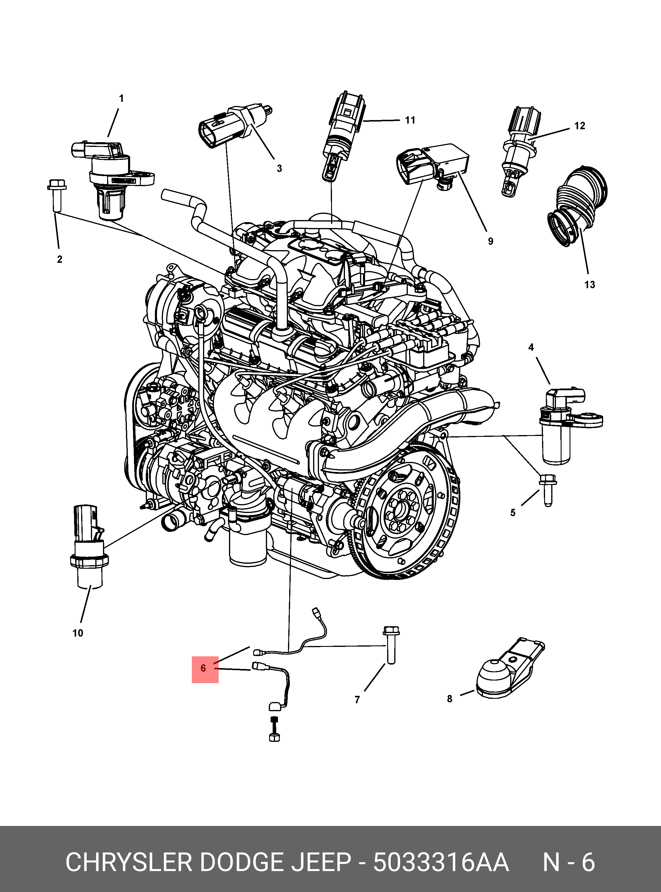 5033 316AA CHRYSLER DODGE JEEP Датчик детонации