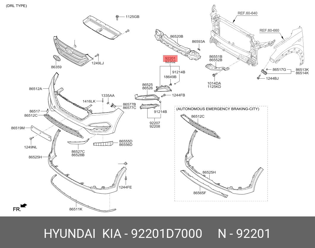 92201D7000 HYUNDAI-KIA Фара Птф передняя левая Tucson III (2015-)