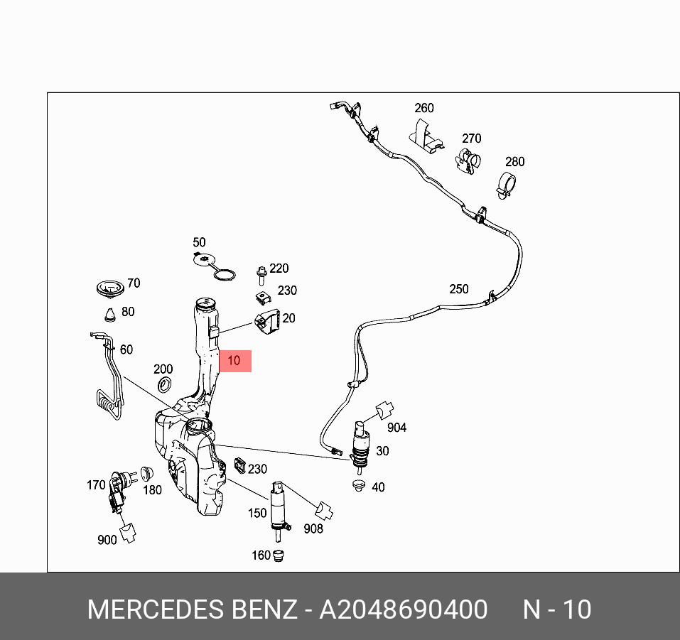 A2048690400 (A 204 869 04 00) MERCEDES BENZ Бачок омывателя для авто с омывателями  фар | Купить запчасть