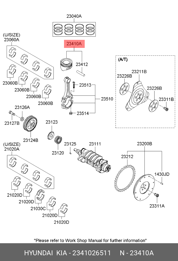  Поршень двигателя с пальцем в сборе (Hyundai,Kia) 2341026511