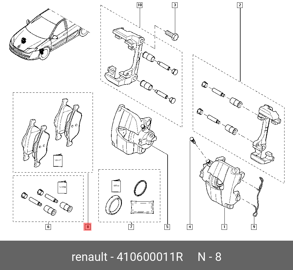 Колодки тормозные, комплект, передние   RENAULT арт. 410600011R